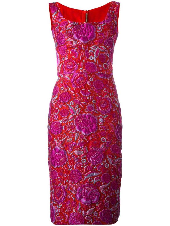 Ermanno Scervino Jacquard Floral Dress, Women's, Size: 46, Pink/purple, Polyester/polyamide/silk