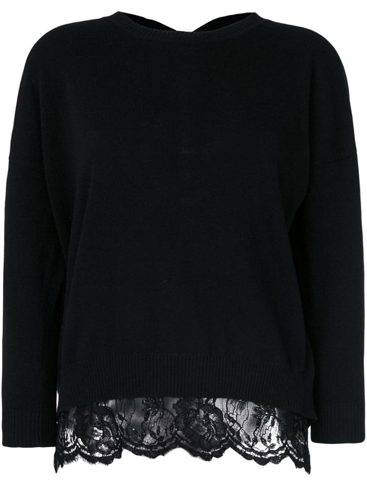 Blumarine Lace Trim Knit Top - Black