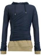 Y/project Contrasting Panel Ruched Hoodie - Blue