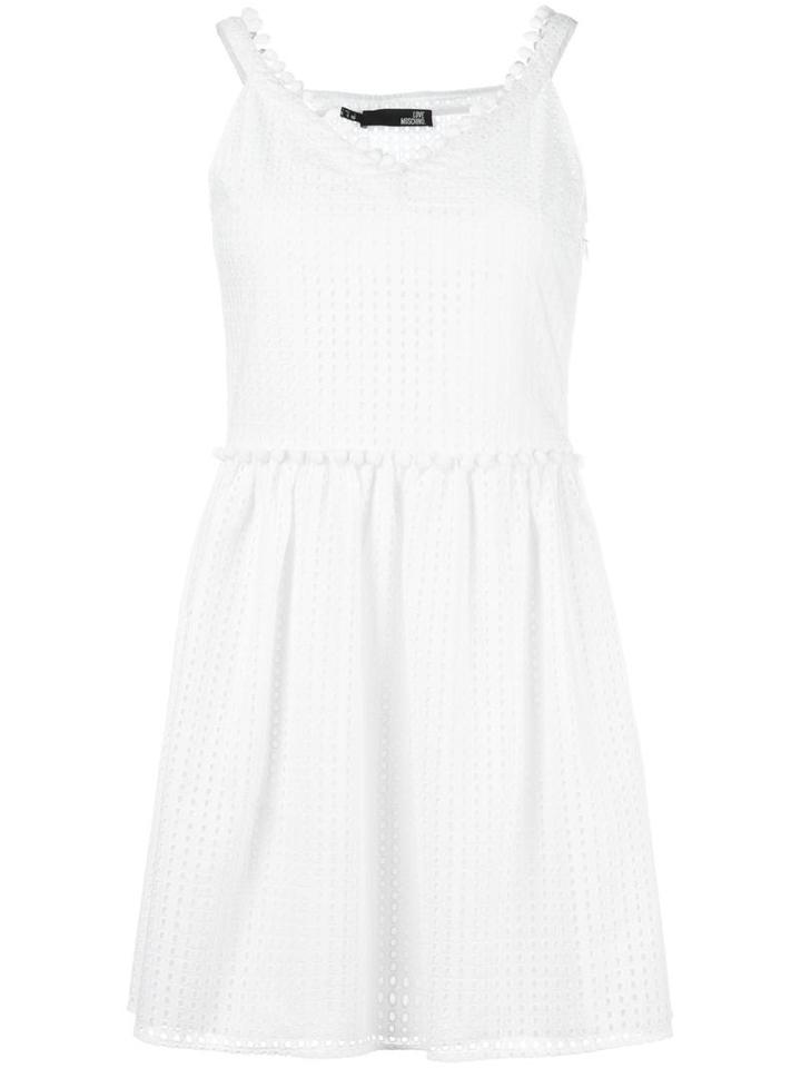 Love Moschino V-neck Dress, Women's, Size: 40, White, Cotton