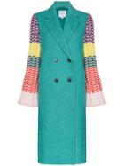 Mira Mikati Knit-sleeve Wool Blend Coat - Green