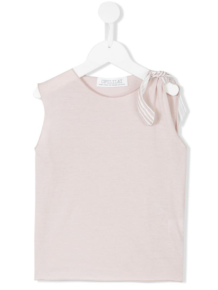 Opililai - Sleeveless Bow Detail Top - Kids - Cotton/polyester - 10 Yrs, Girl's, Pink/purple