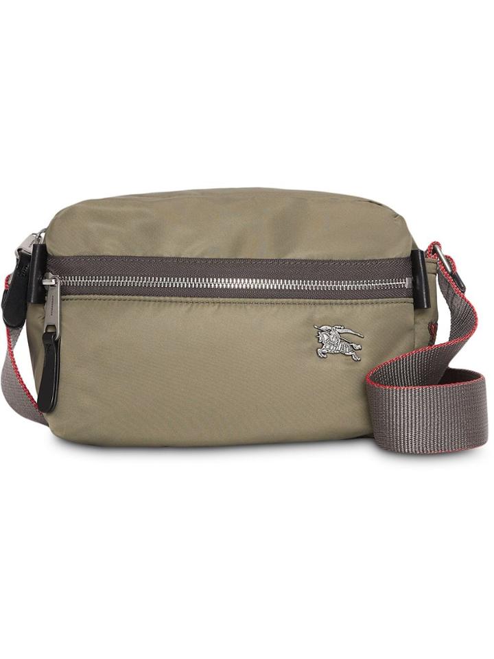 Burberry Ekd Aviator Nylon And Leather Crossbody Bag - Green