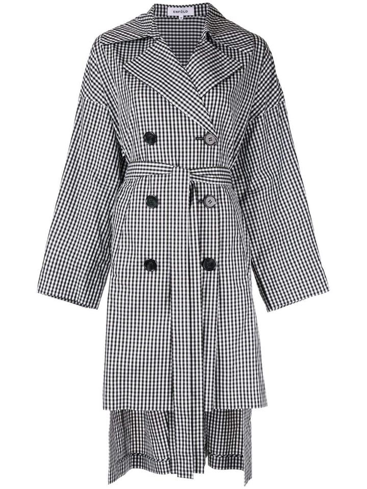 Enföld Belted Double-breasted Coat - Black
