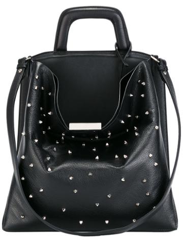 Landi Top Handle Studded Shoulder Bag, Women's, Black, Leather