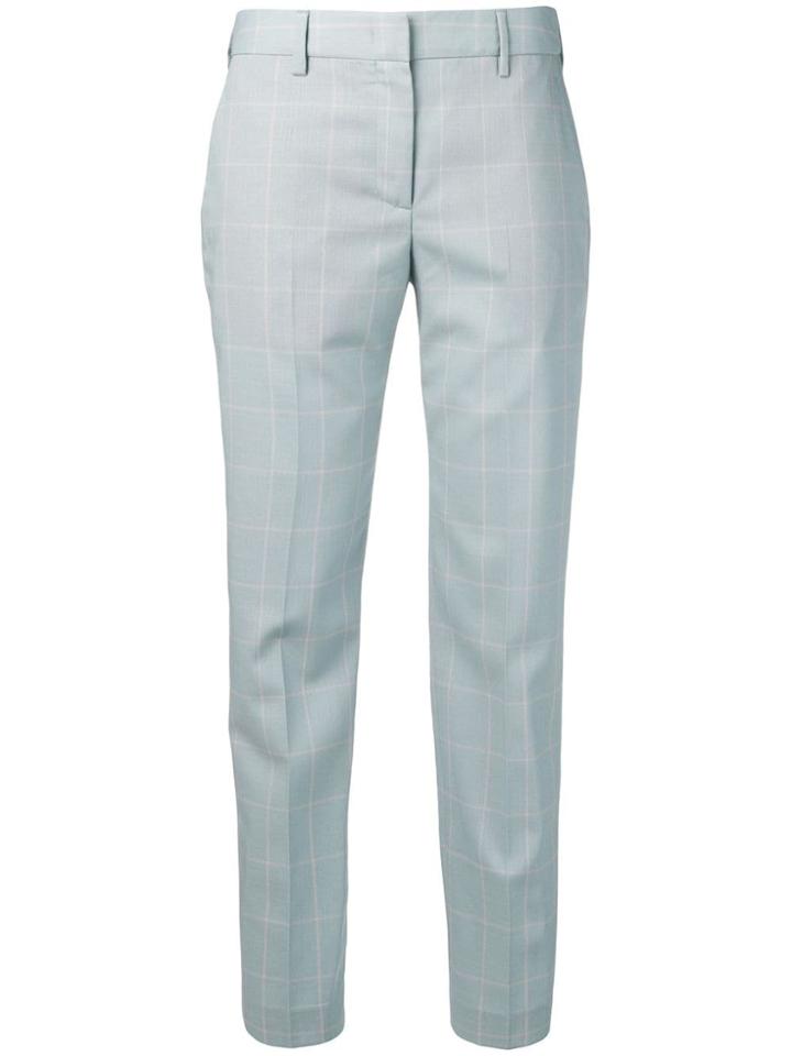 Paul Smith Cropped Check Trousers - Blue