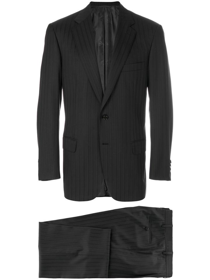 Brioni Striped Formal Suit - Black