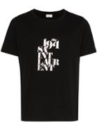 Saint Laurent '1971' Metallic Logo Print Cotton T-shirt - Black