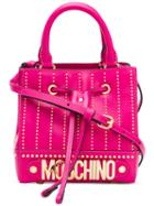 Moschino - Logo Plaque Cross-body Bag - Women - Calf Leather - One Size, Women's, Pink/purple, Calf Leather