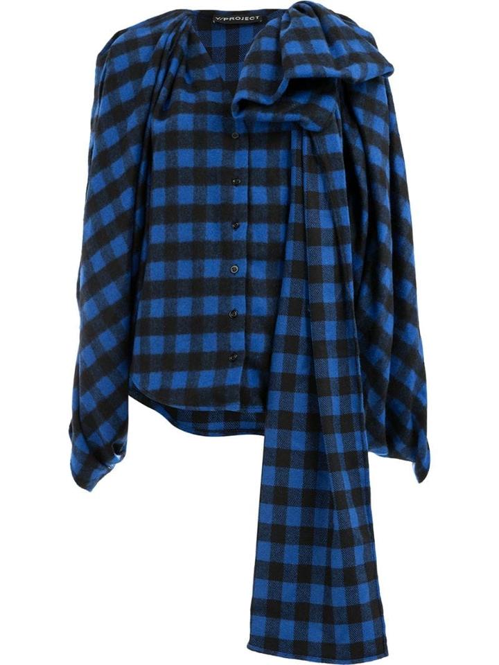 Y/project Checked Asymmetric Blouse - Blue
