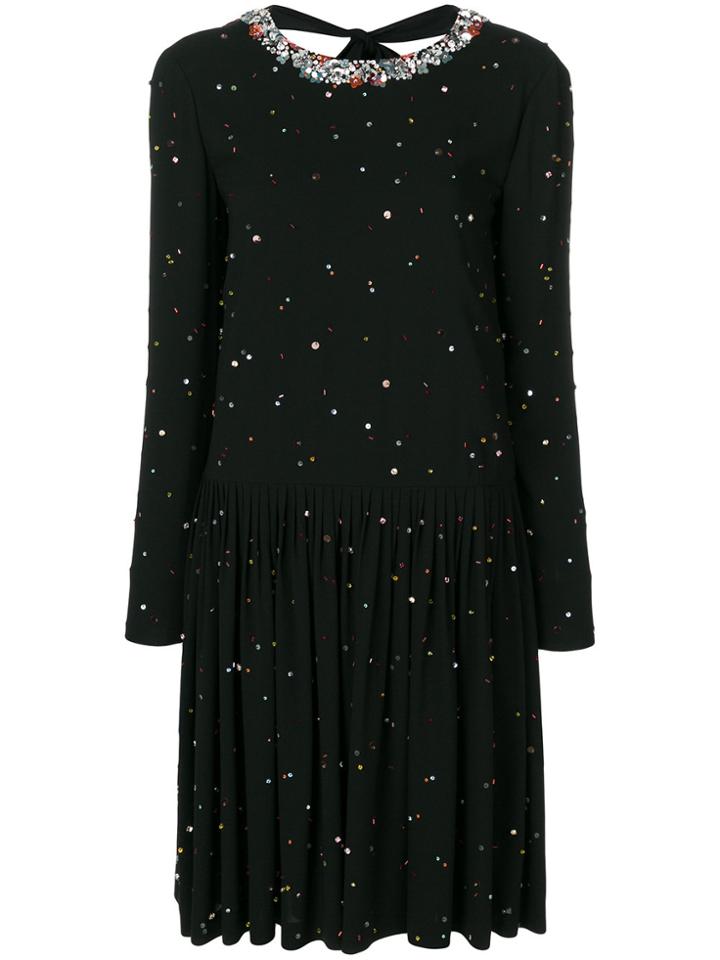 Miu Miu Embellished Sabl Dress - Black