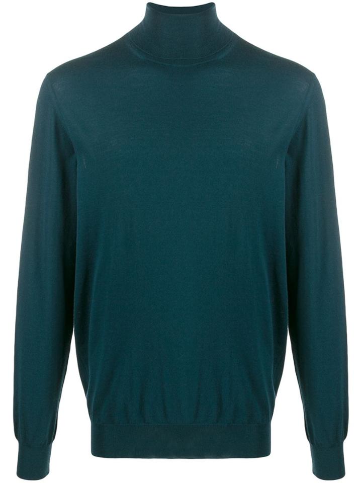 Drumohr Turtle-neck Fitted Sweater - Green