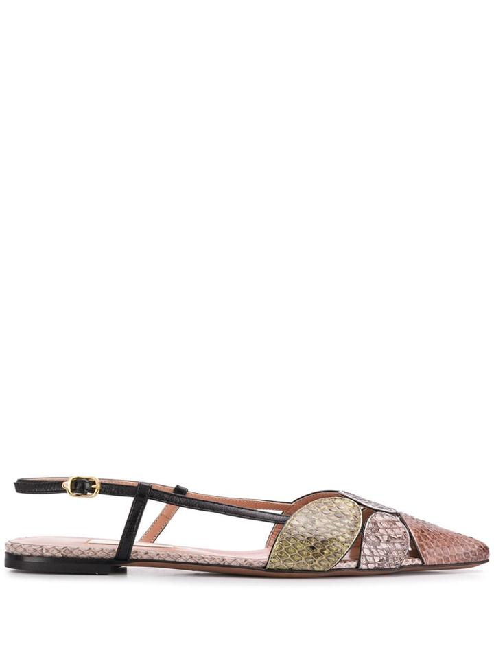 L'autre Chose Pointed Flat Ballerina Shoes - Neutrals
