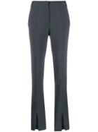 Tibi Ankle-slit Check Trousers - Grey