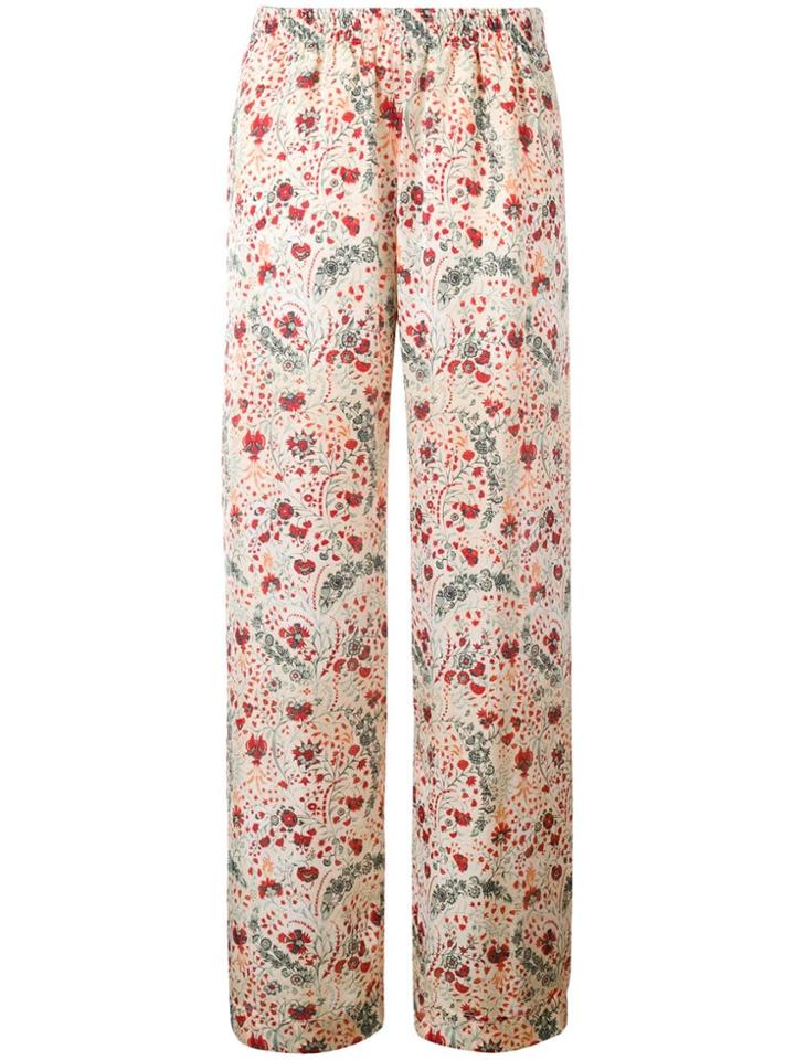 Paco Rabanne Floral Print Straight Trousers - Neutrals