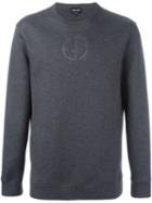 Giorgio Armani Logo Embossed Sweatshirt, Men's, Size: 48, Grey, Cotton/polyamide