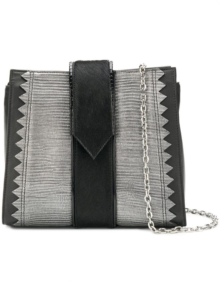 Just Cavalli Snake Embossed Panelled Crossbody - Black