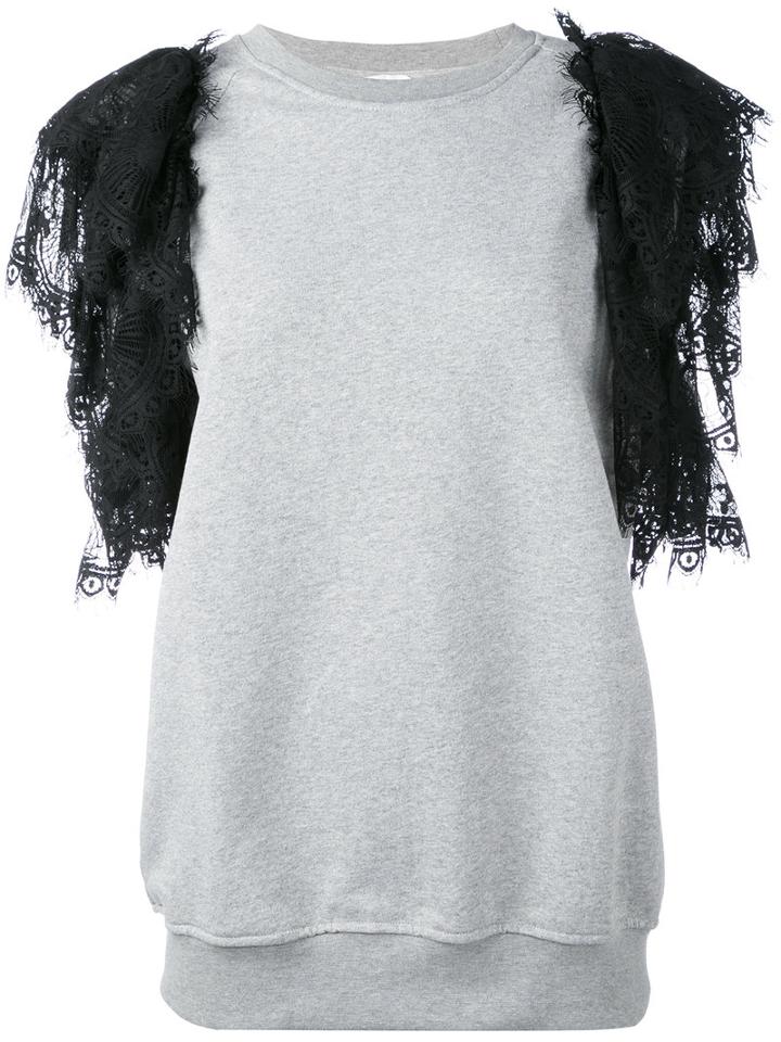 Ainea - Lace Sleeve Sweatshirt - Women - Cotton - 42, Grey, Cotton