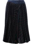 Sacai - Multi-stripe Plissé Pleated Skirt - Women - Cupro - 1, Women's, Blue, Cupro