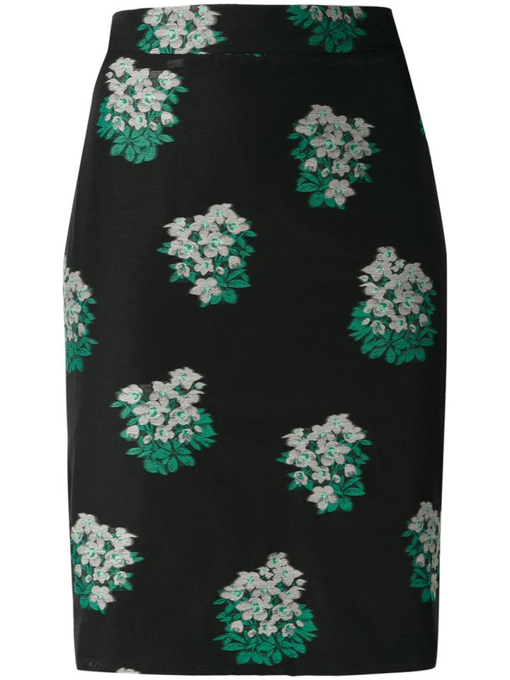 Roseanna - Floral Pattern Pencil Skirt - Women - Cotton/polyamide - 40, Black, Cotton/polyamide