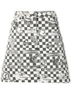 Mcq Alexander Mcqueen Checkerboard Denim Skirt - Black