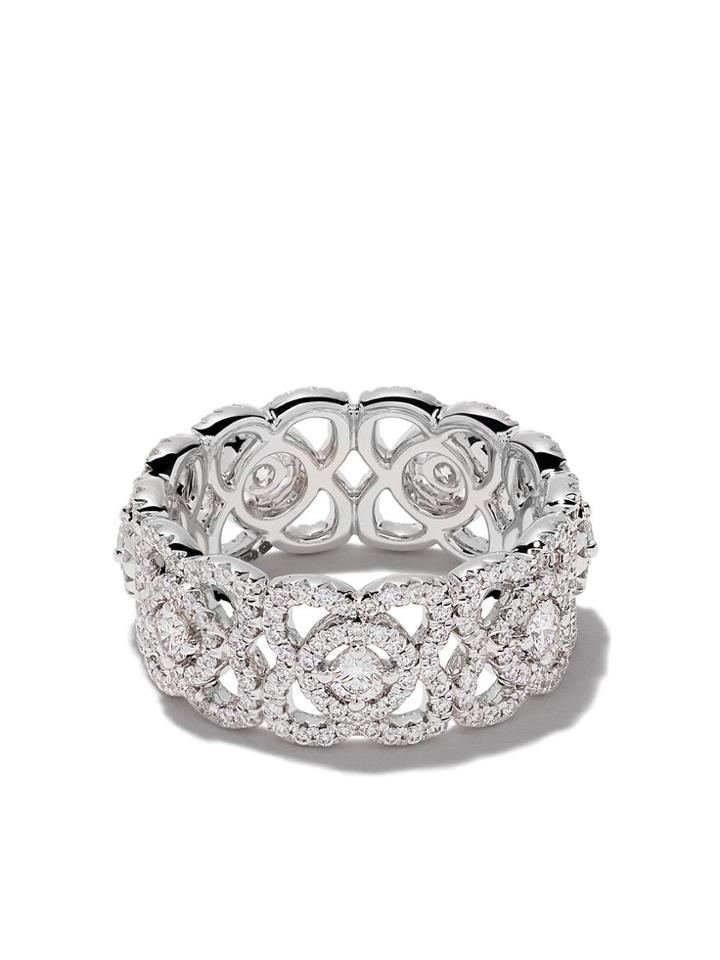 De Beers 18kt White Gold Enchanted Lotus Diamond Band