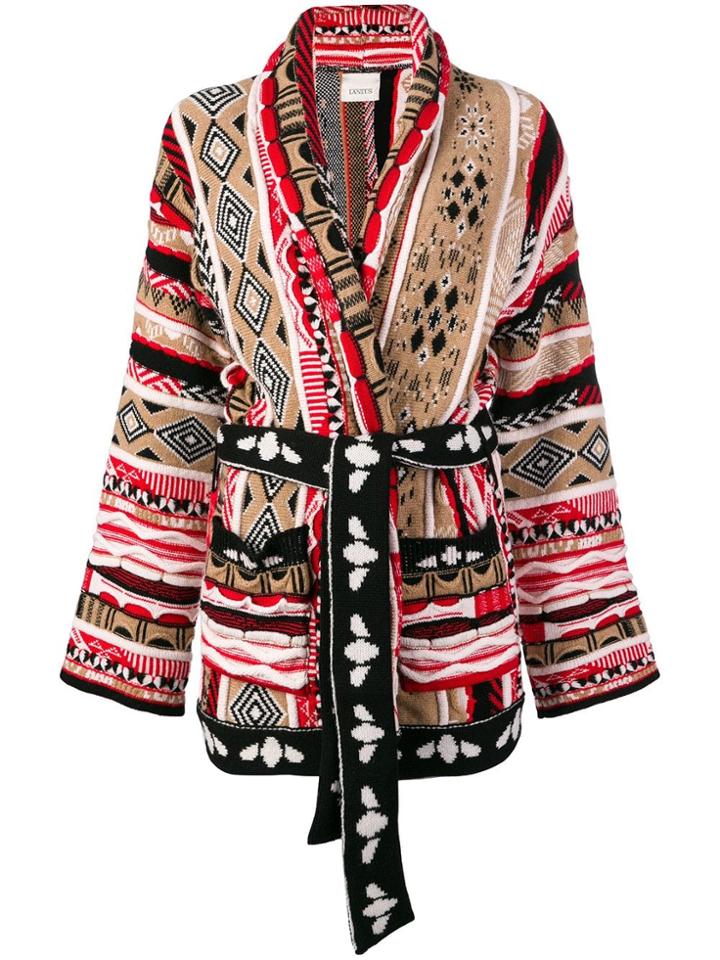 Laneus Intarsia-knit Cardigan - Brown