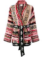 Laneus Intarsia-knit Cardigan - Brown