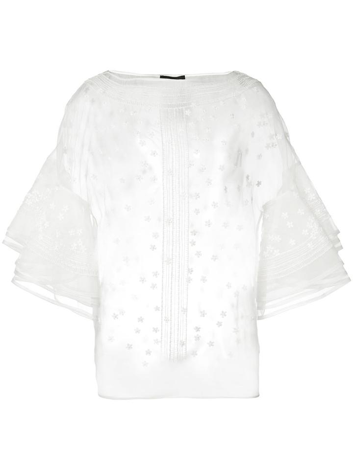 Les Copains - Sheer Blouse - Women - Silk - 4, White, Silk