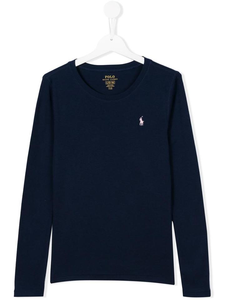 Ralph Lauren Kids Logo Embroidered T-shirt, Girl's, Size: 14 Yrs, Blue