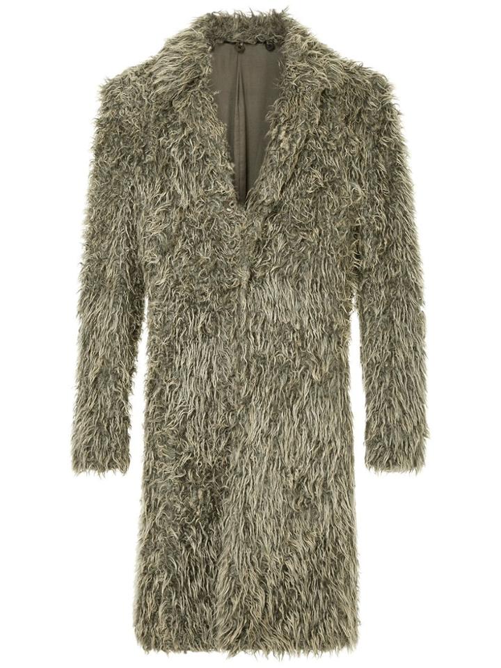 Yohji Yamamoto Vintage Long Faux Fur Coat - Grey