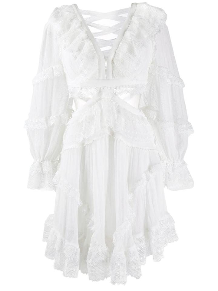 Zimmermann Cut-out Ruffled Dress - White