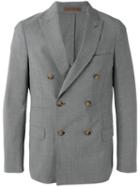 Eleventy Double-breasted Blazer, Men's, Size: 52, Grey, Elastodiene/wool/acetate/pbt Elite