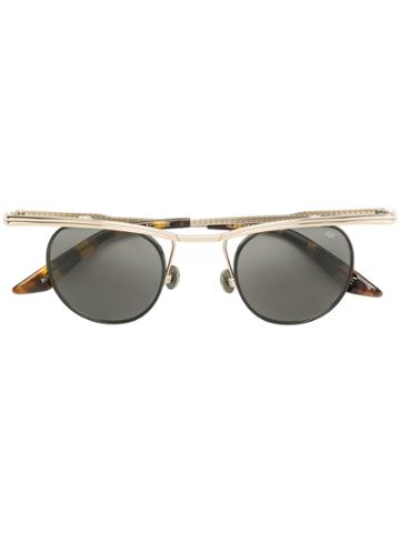 Robert La Roche Eclipse Winged Round-frame Sunglasses - Metallic
