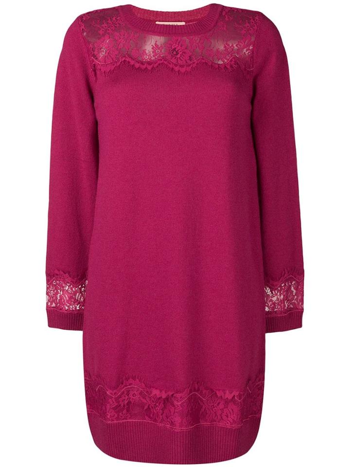 Twin-set Lace Detail Dress - Red