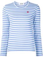 Comme Des Garçons Play Striped Embroidered Heart T-shirt