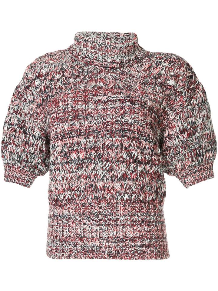 Self-portrait Halfsleeved Knit Jumper - Red