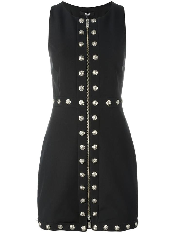 Versus Lion Head Studded Dress, Women's, Size: 44, Black, Polyester/spandex/elastane/polyamide/viscose