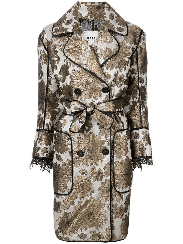 Bazar Deluxe Floral Belted Coat - Brown