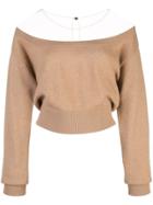 Alexander Wang Off The Shoulder Crop Sweater - Neutrals