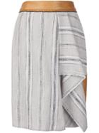 Sophie Theallet Striped Basketweave Skirt, Women's, Size: 4, Nude/neutrals, Cotton/linen/flax/acrylic/polyamide