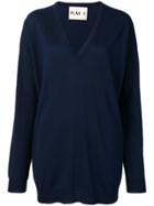 Plan C V-neck Longline Sweater - Blue