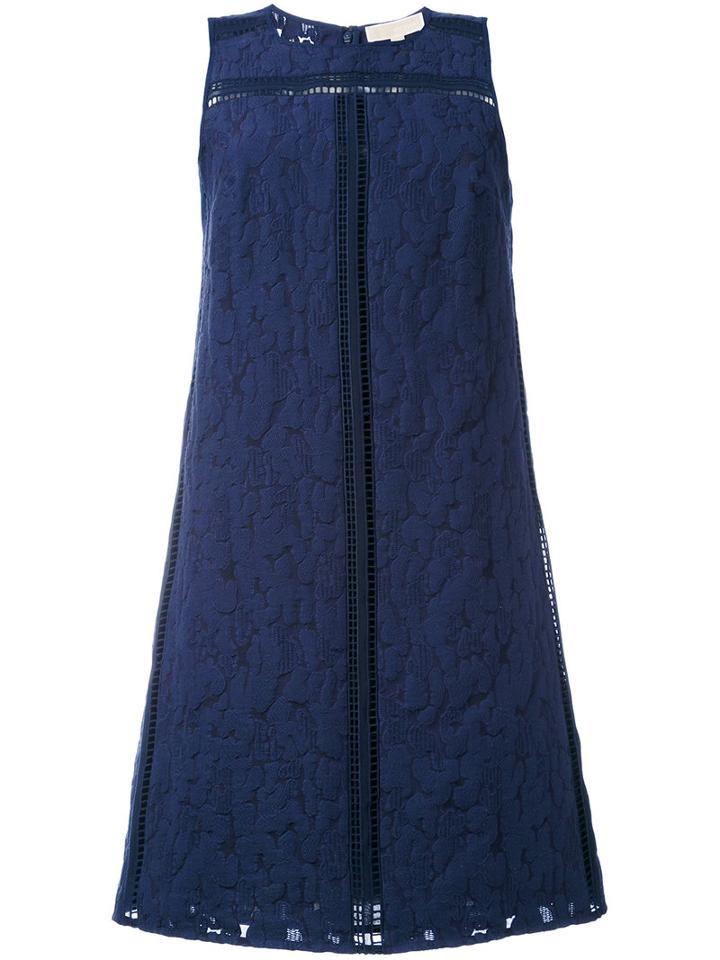Michael Michael Kors - Lenus Leopard Detail Shift Dress - Women - Cotton/nylon - 4, Blue, Cotton/nylon