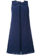 Michael Michael Kors - Lenus Leopard Detail Shift Dress - Women - Cotton/nylon - 4, Blue, Cotton/nylon