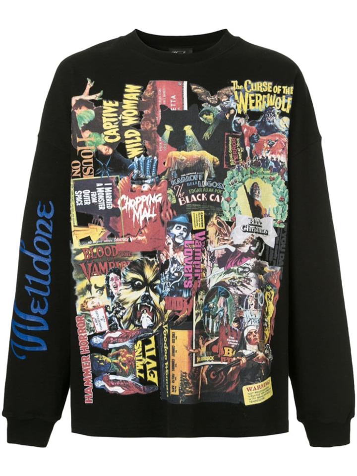We11done Movie Collage Sweatshirt - Black