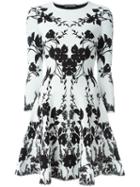 Alexander Mcqueen Floral Knit Dress, Women's, Size: Xs, Black, Viscose/polyester/polyamide/spandex/elastane