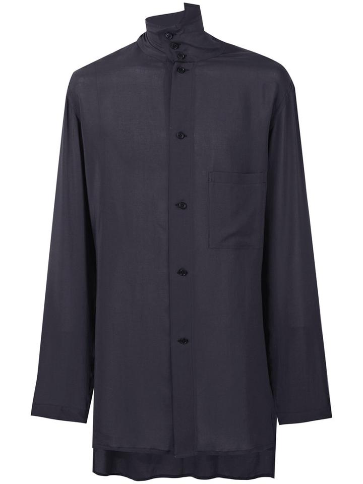 Yohji Yamamoto Band Collar Shirt, Men's, Size: 4, Grey, Tencel