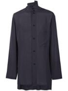 Yohji Yamamoto Band Collar Shirt, Men's, Size: 4, Grey, Tencel