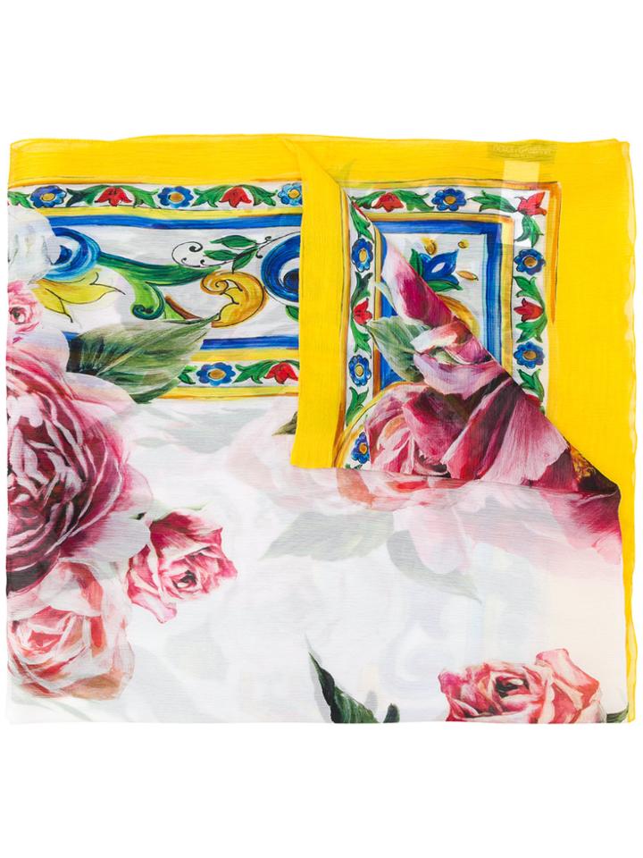 Dolce & Gabbana Floral Scarf - Yellow & Orange