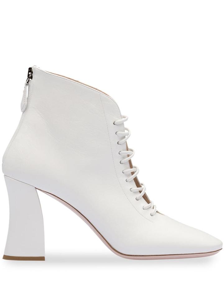 Miu Miu Lace-up Ankle Booties - White